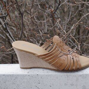 Brown Braided Wedge Ladies Sandles Made In Brazil